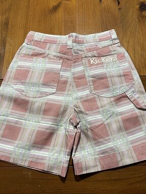 NWT Kickers Women Multi Check Print Drill Combat Embroidered Logo Shorts Size 28